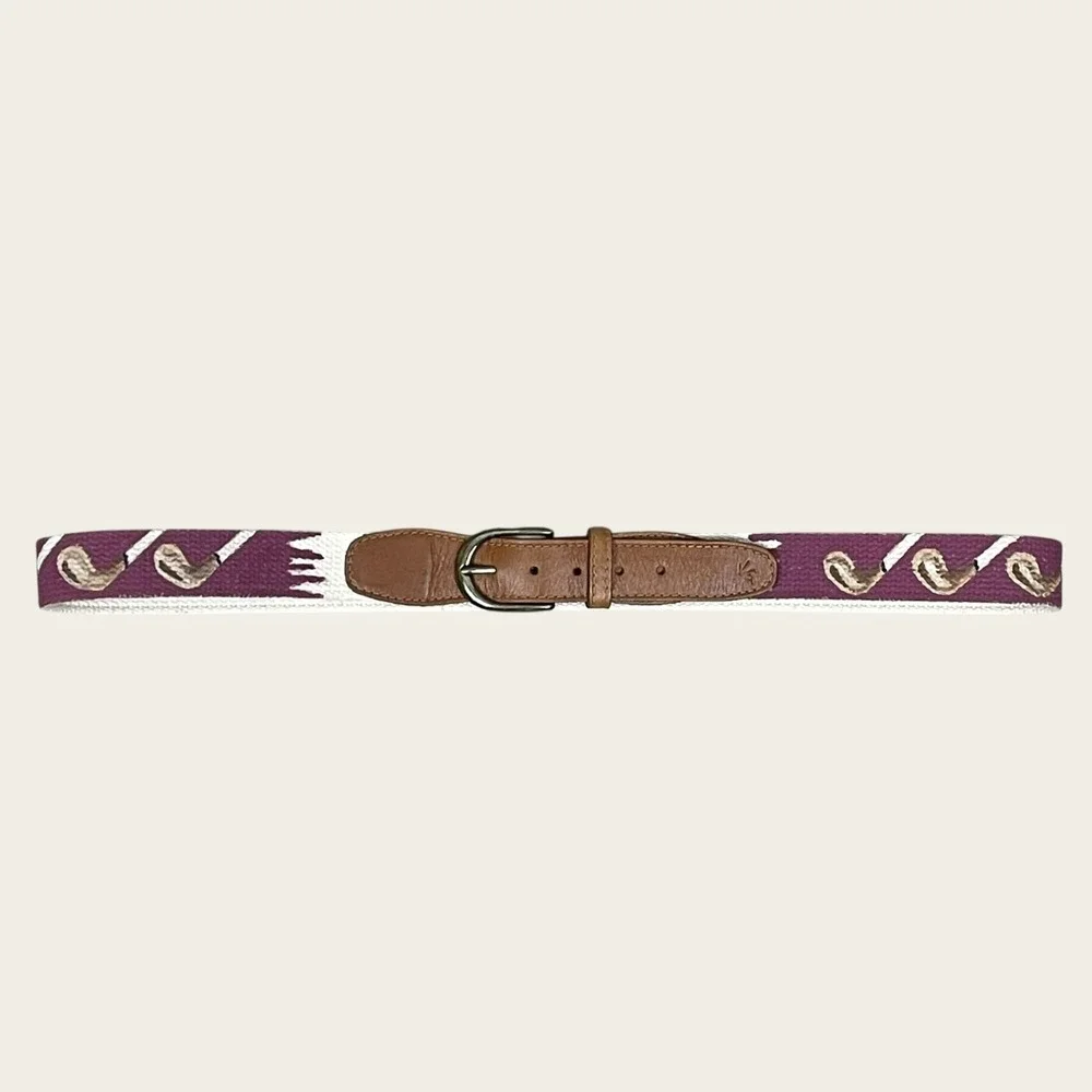 Hand Painted Golf Club Belt Mens 40 Leather‎ Strap Dad Artisan Unique Whimsical